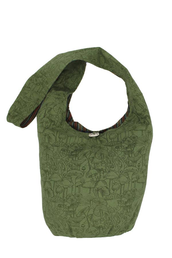 Boho Printed shoulder Bag: Sage / One Size