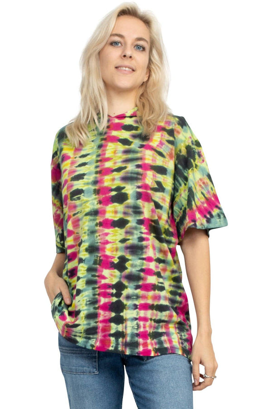 Grunge Tie-Dye Hoodie Tee: Green / Large