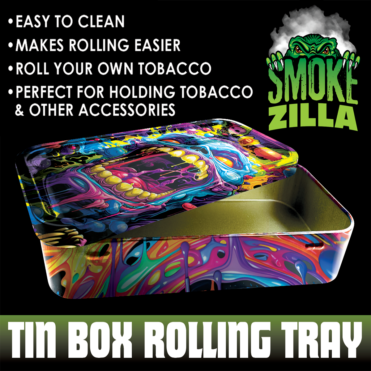 Smokezilla Metal Tray & Storage Box - - DukeCityHerbs