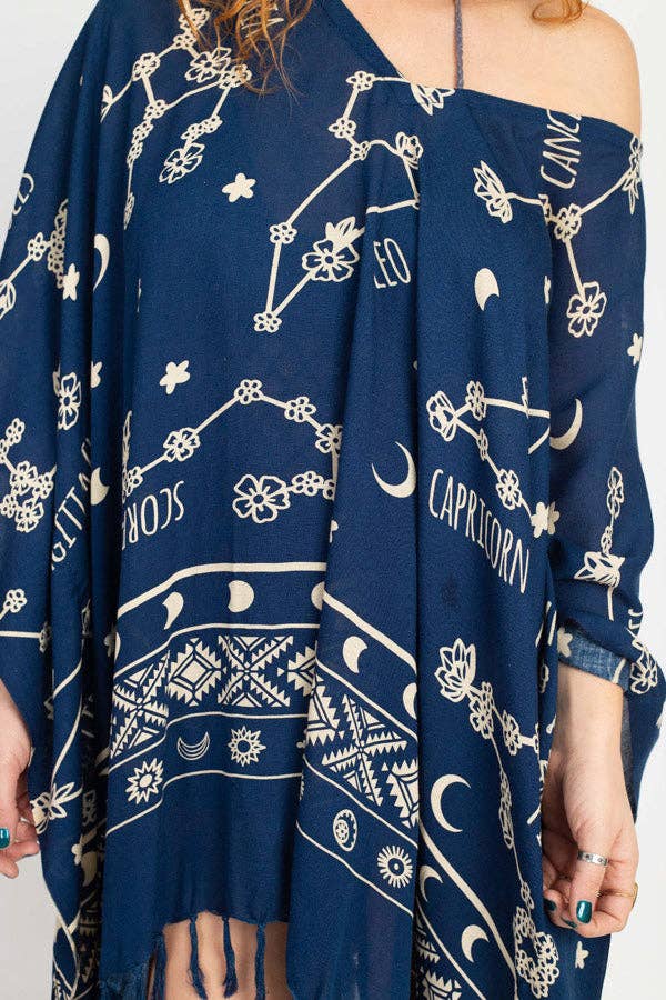 What's Your Sign Coverup Poncho: Navy / One Size