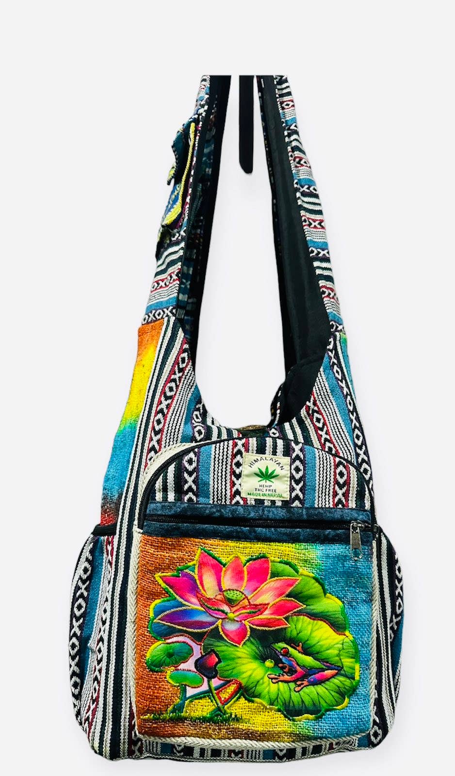 Hemp Side Pocket Frog on Lotus Bag RIB24991/24990
