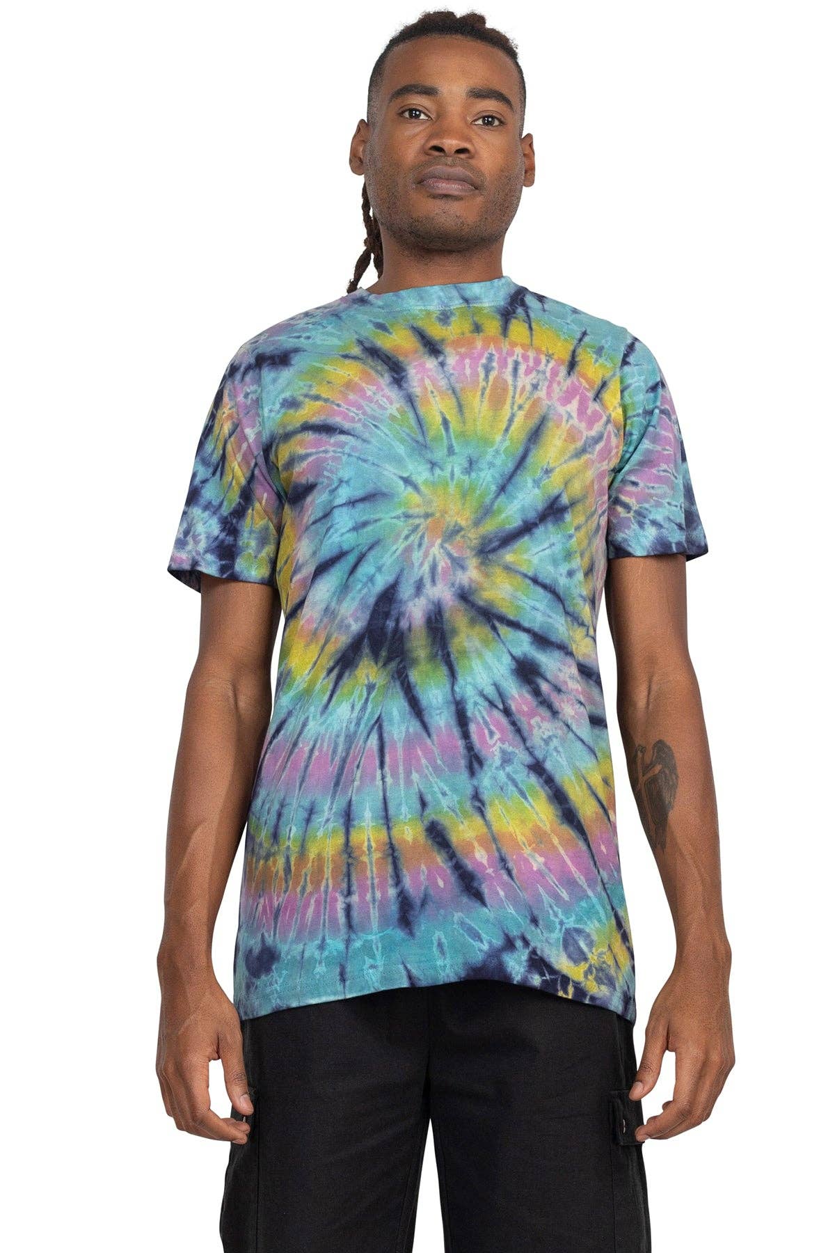 Unisex Rainbow Arc Tie-dye T-Shirt: Rainbow / X-Large
