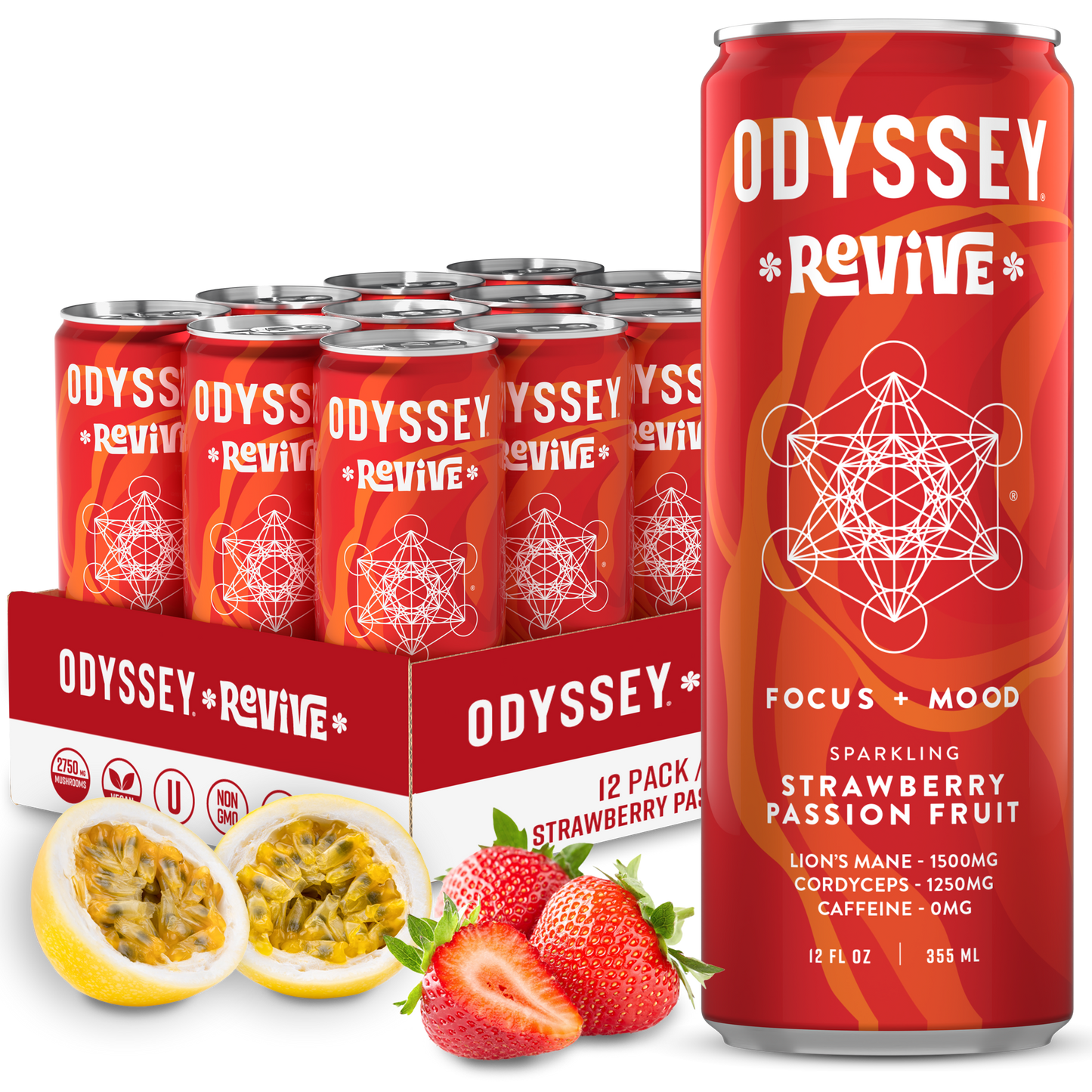 Strawberry Passion Fruit Revive Sparkling Mushroom Hydration