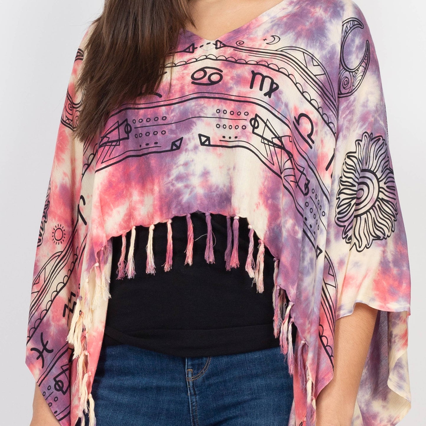 Mystical Hi Low Poncho: Violet / One Size