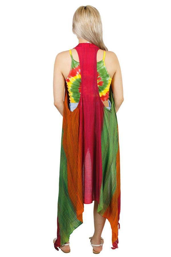 Hashtag Maxi Fringed Vest: Sage / One Size