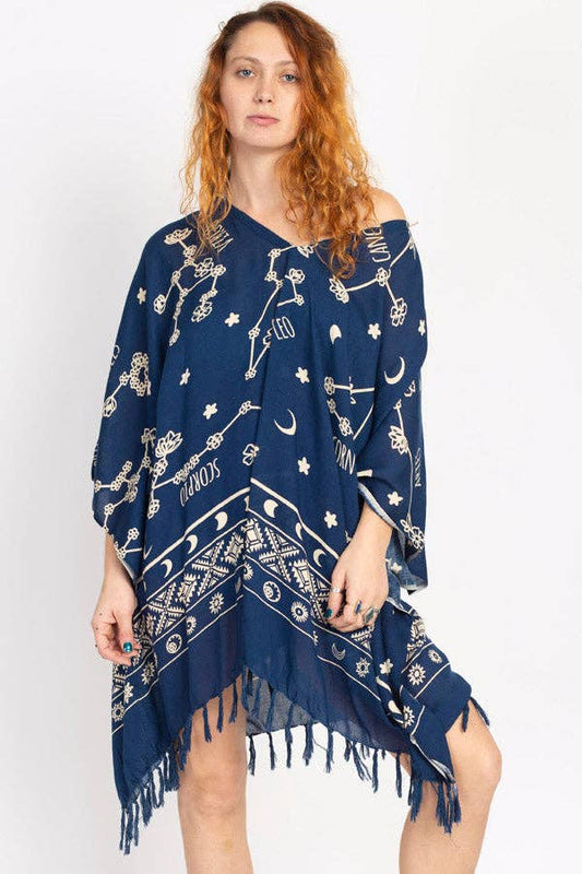 What's Your Sign Coverup Poncho: Navy / One Size