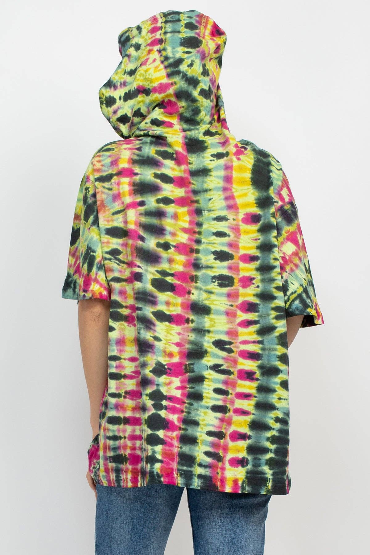Grunge Tie-Dye Hoodie Tee: Green / Large