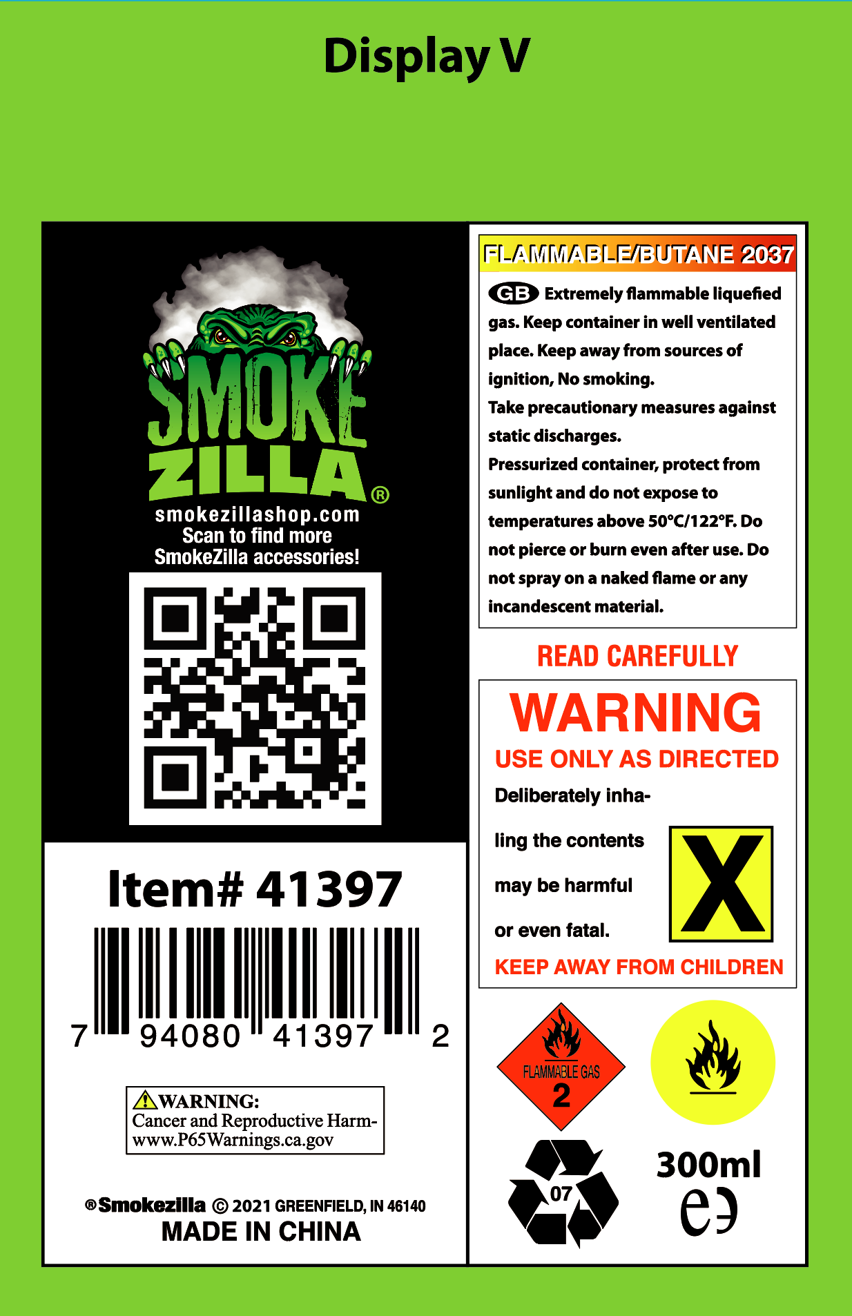 Smokezilla Bulk Butane Lighter Refill 300ML- 6/Display: Wholesale Price
