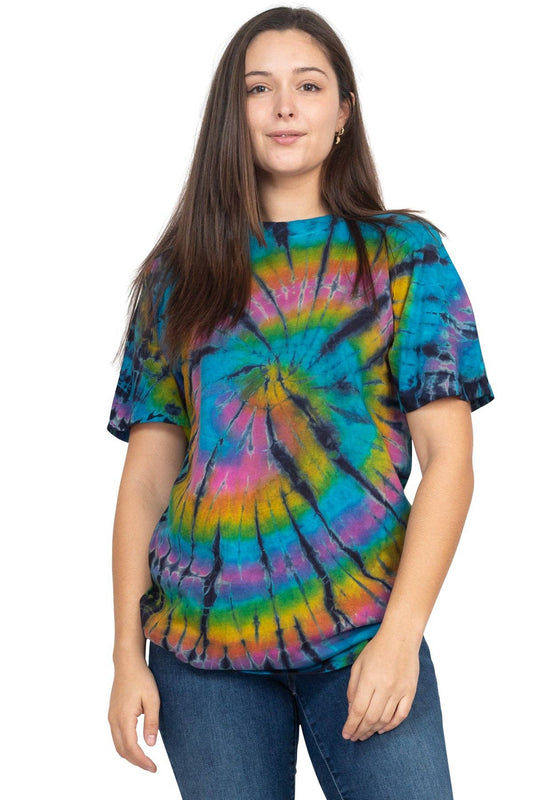 Unisex Rainbow Arc Tie-dye T-Shirt: Rainbow / X-Large