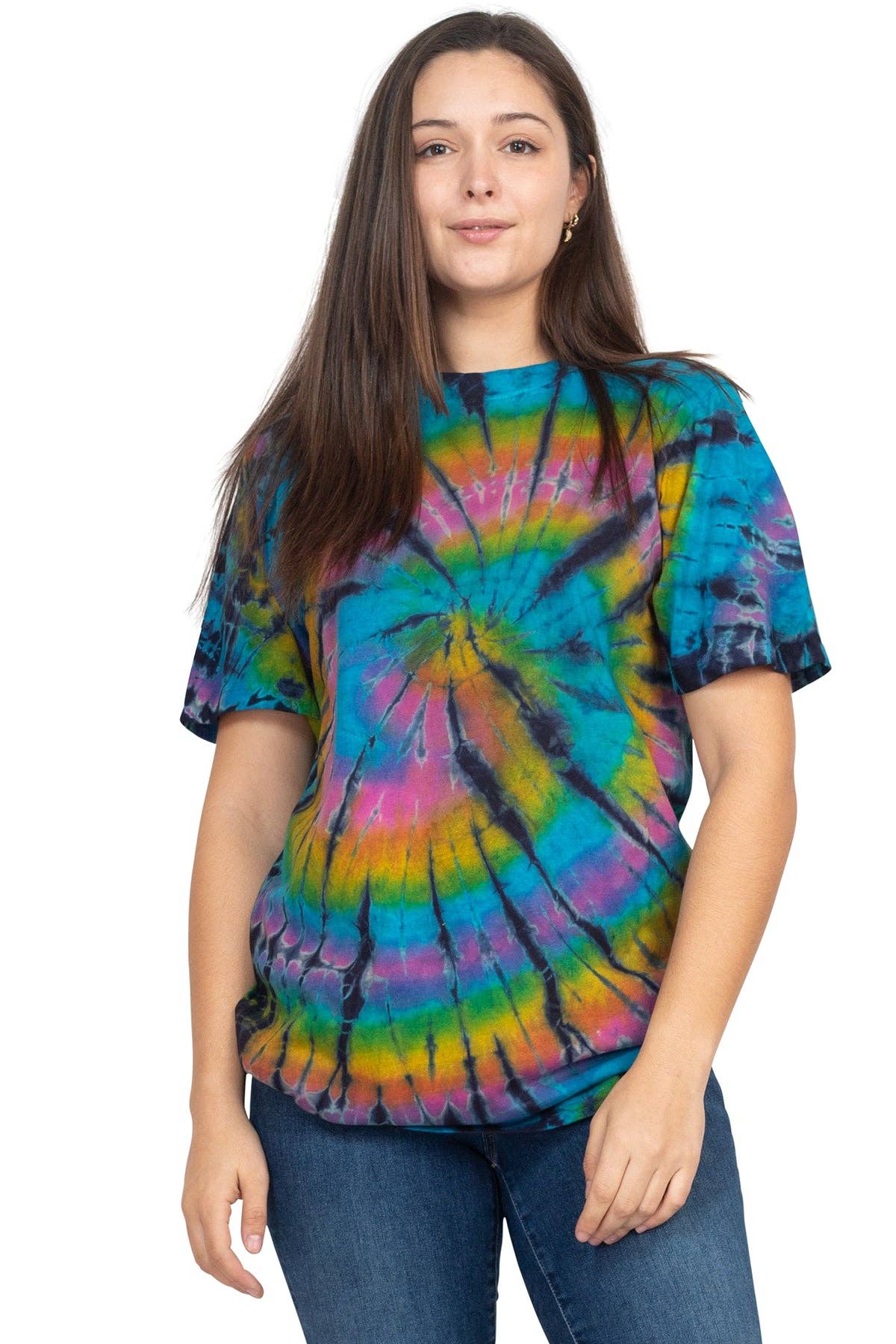 Unisex Rainbow Arc Tie-dye T-Shirt: Rainbow / Large