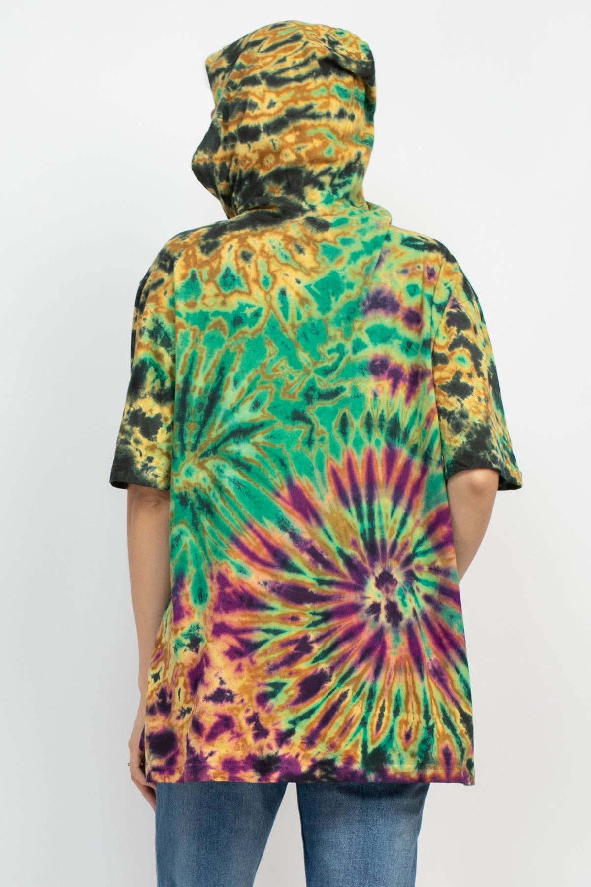 Grunge Tie-Dye Hoodie Tee: Green / Large