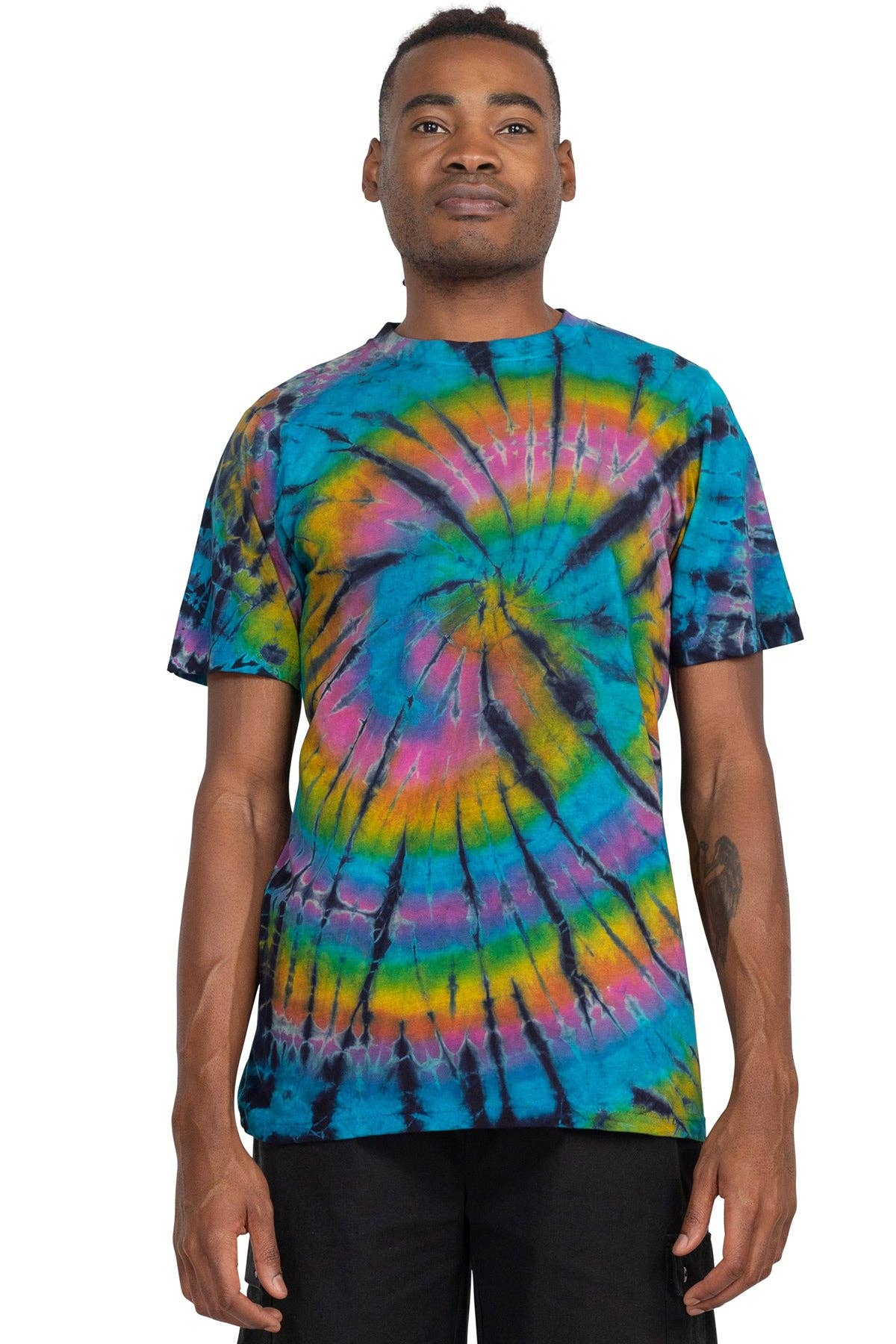 Unisex Rainbow Arc Tie-dye T-Shirt: Rainbow / Medium