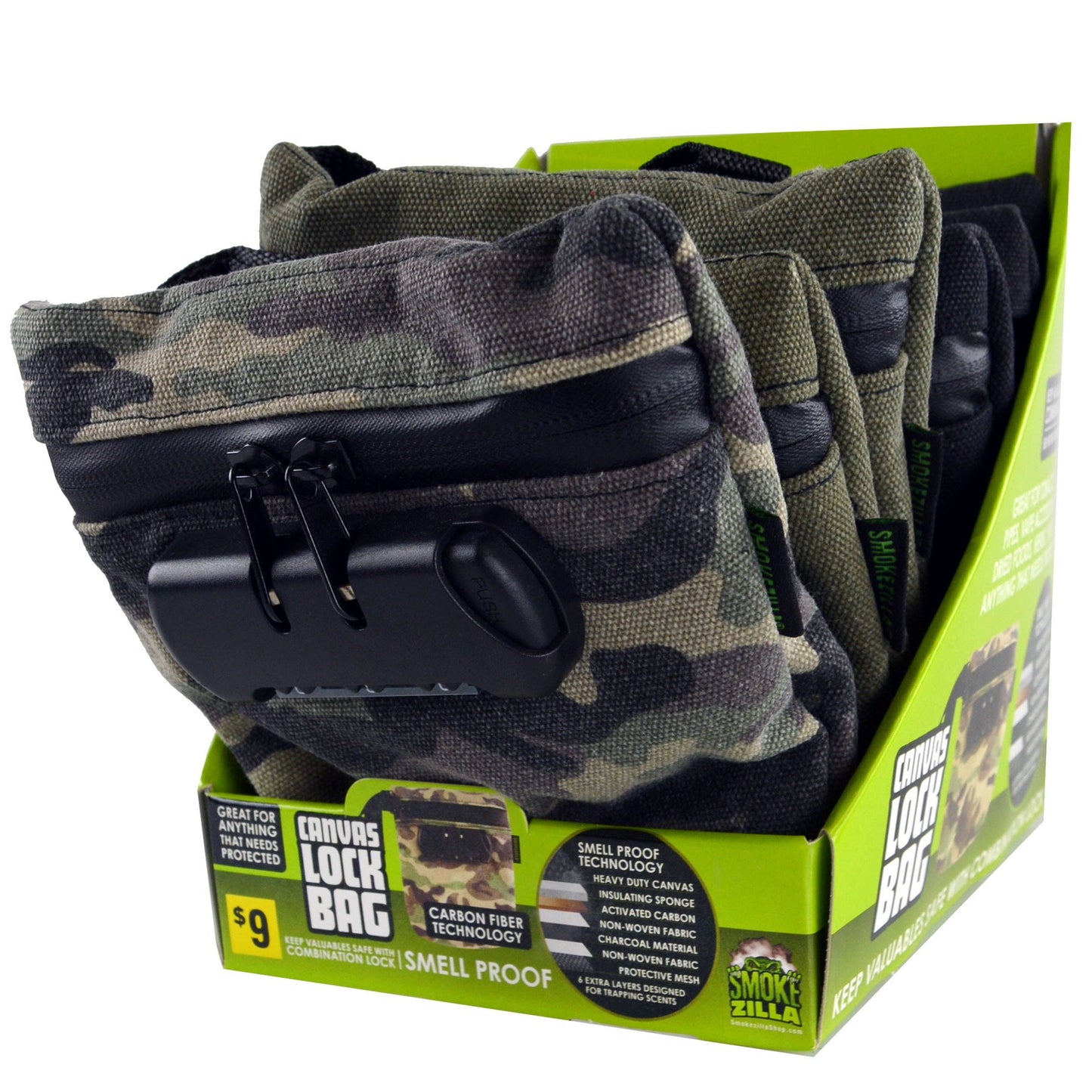 Smokezilla Smell Proof Canvas Lock Bag Assortment- 6/Display: Wholesale Price