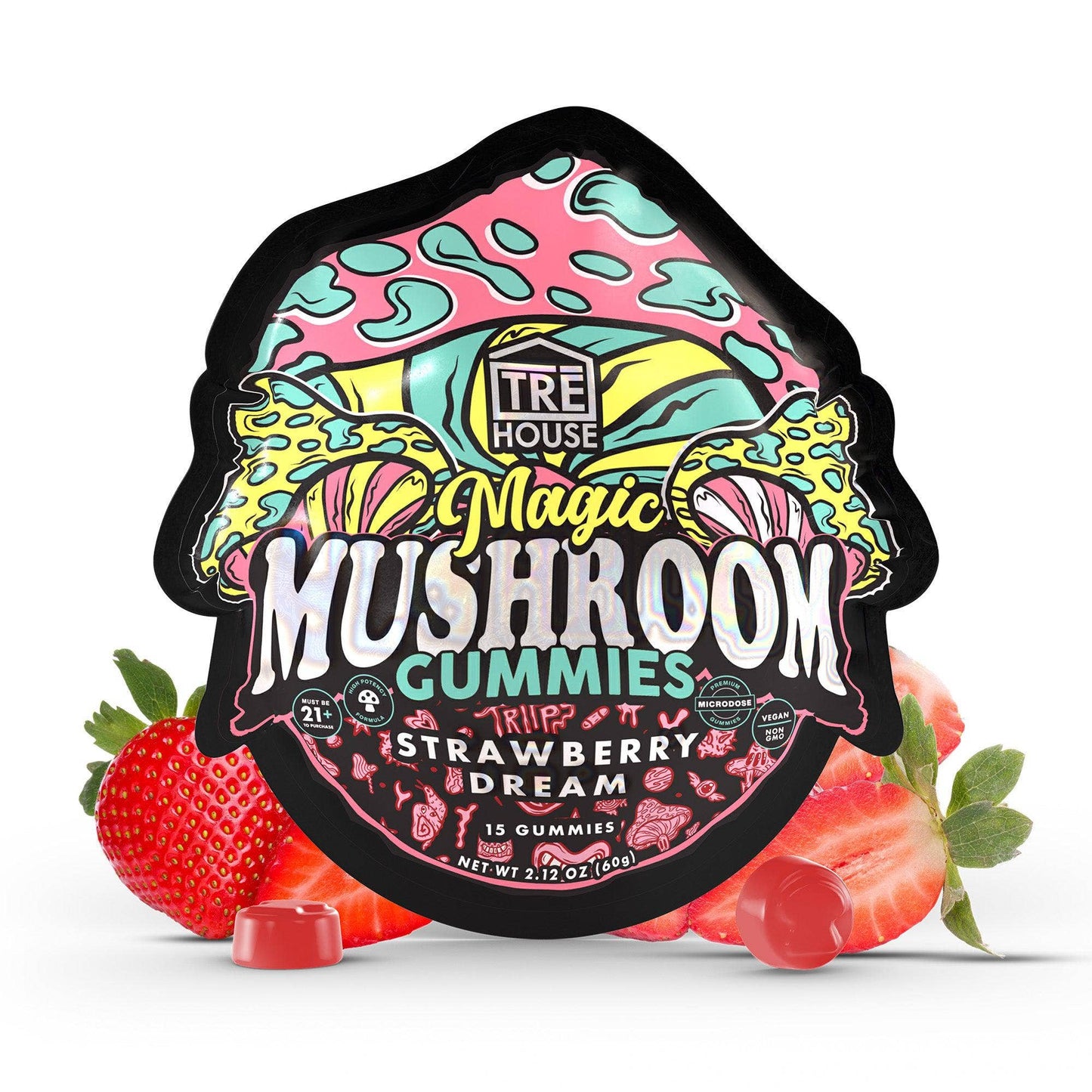 Tre House 15pk Mushroom Gummies –: Strawberry Dream