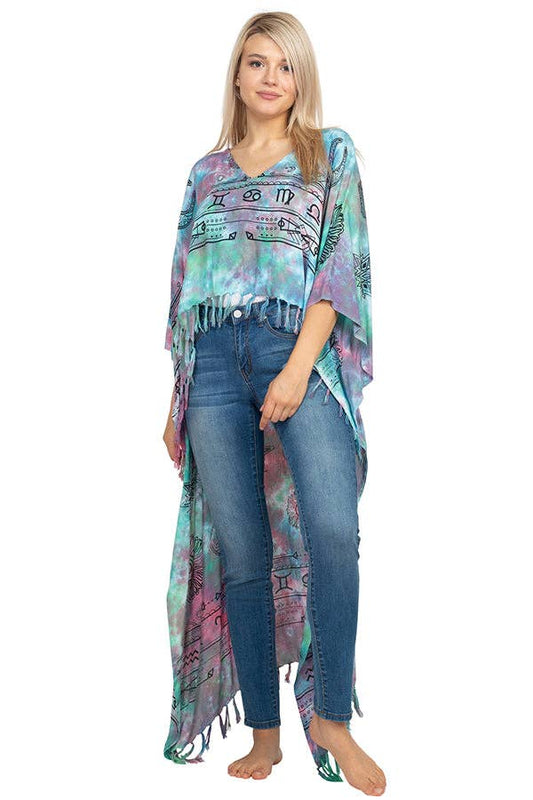 Mystical Hi Low Poncho: Aqua / One Size - DukeCityHerbs