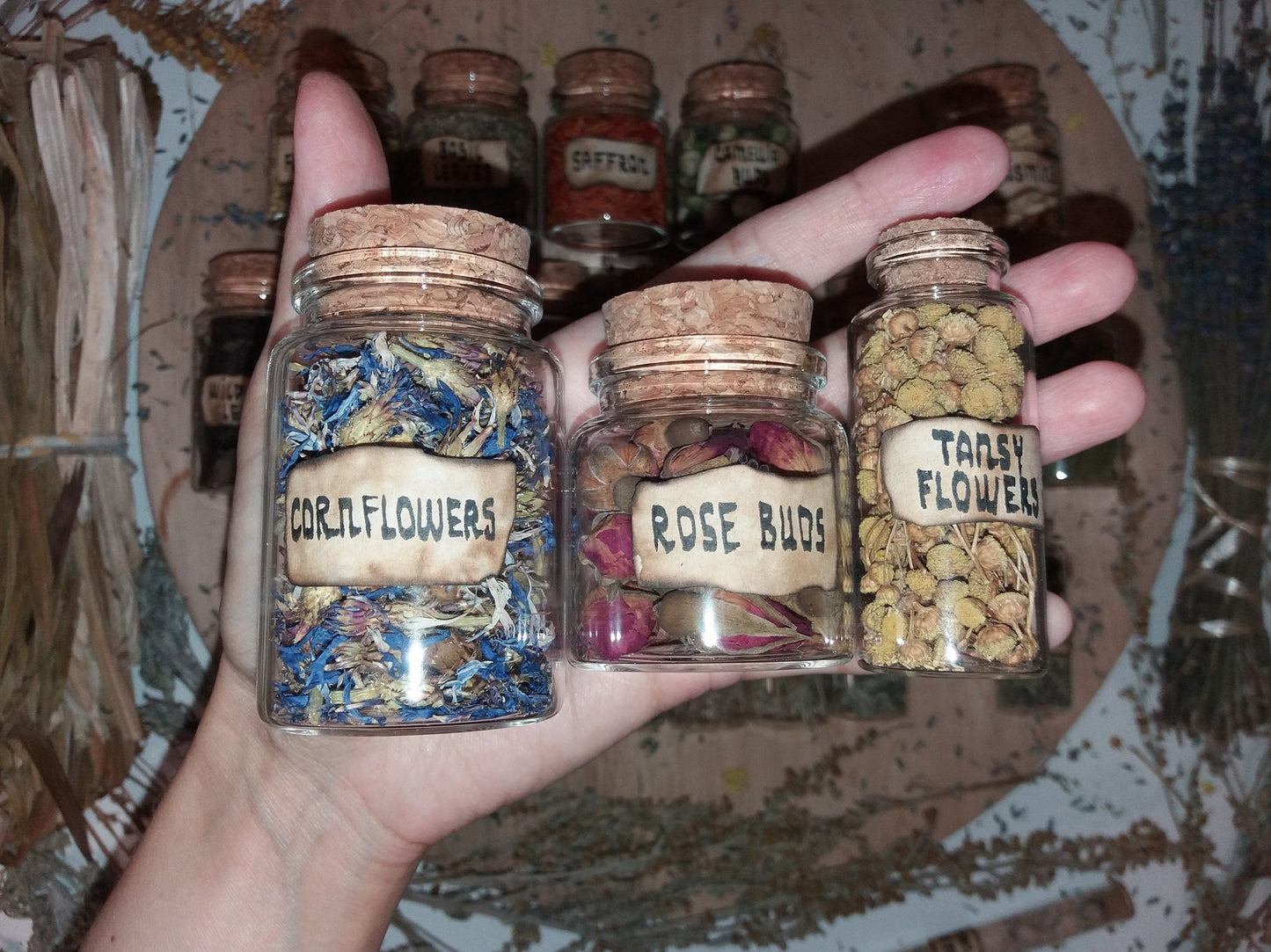 Herbal Bottles 1 oz  1.76 oz  2.77 oz Apothecary, Dried Herbs and Flowers, Witchcraft Magic Supplies, Bath Tea Soap Candles Craft - DukeCityHerbs