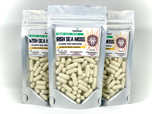 Pure Irish Sea Moss Capsules - 500mg Vegetarian Superfood Wellness Dr. Sebi Inspired Made Fresh - Peak Herbs - DukeCityHerbs