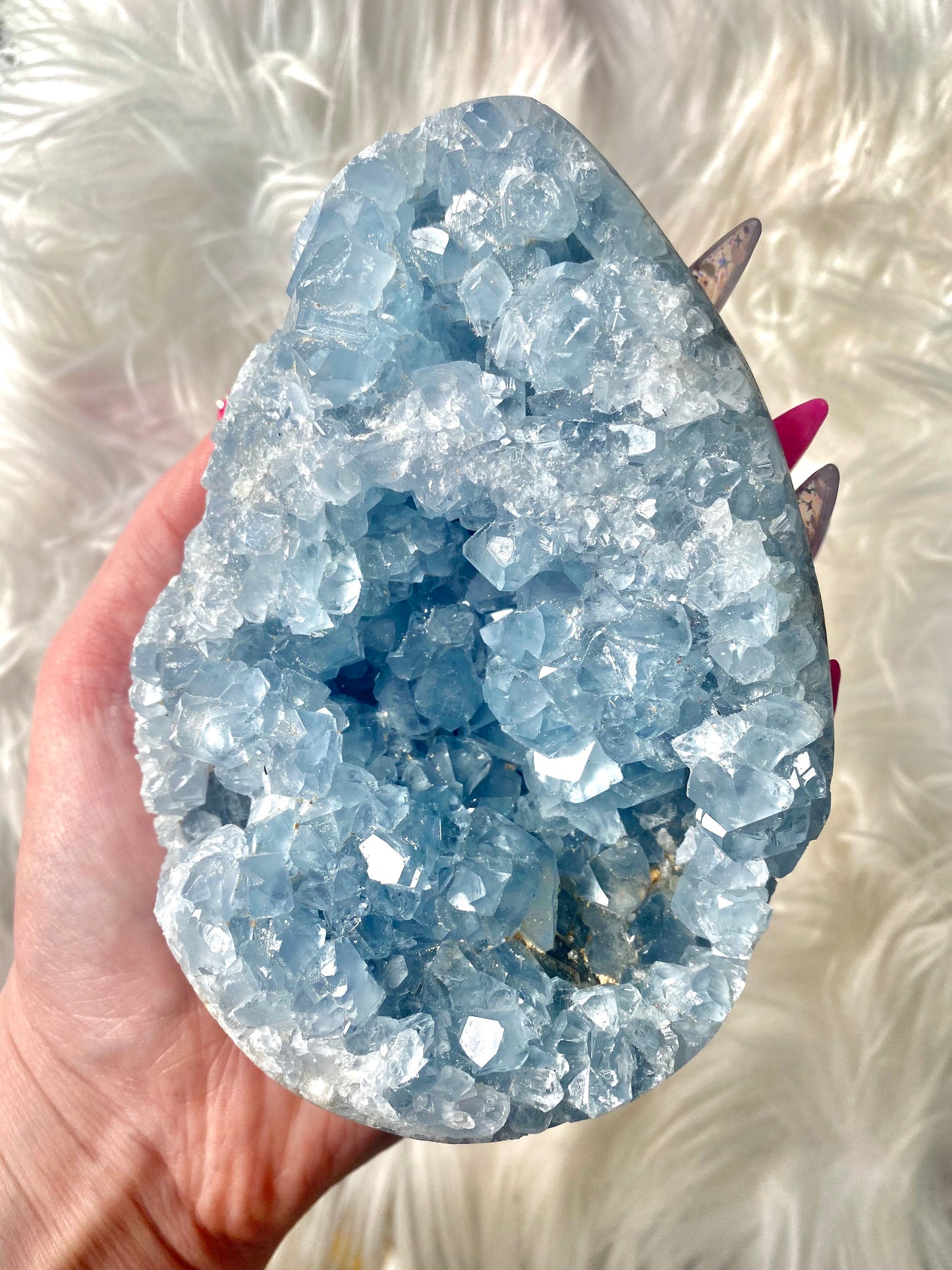 Celestite Cluster - Crystal Clusters - Celestite Raw Crystals - Celestite Egg - DukeCityHerbs