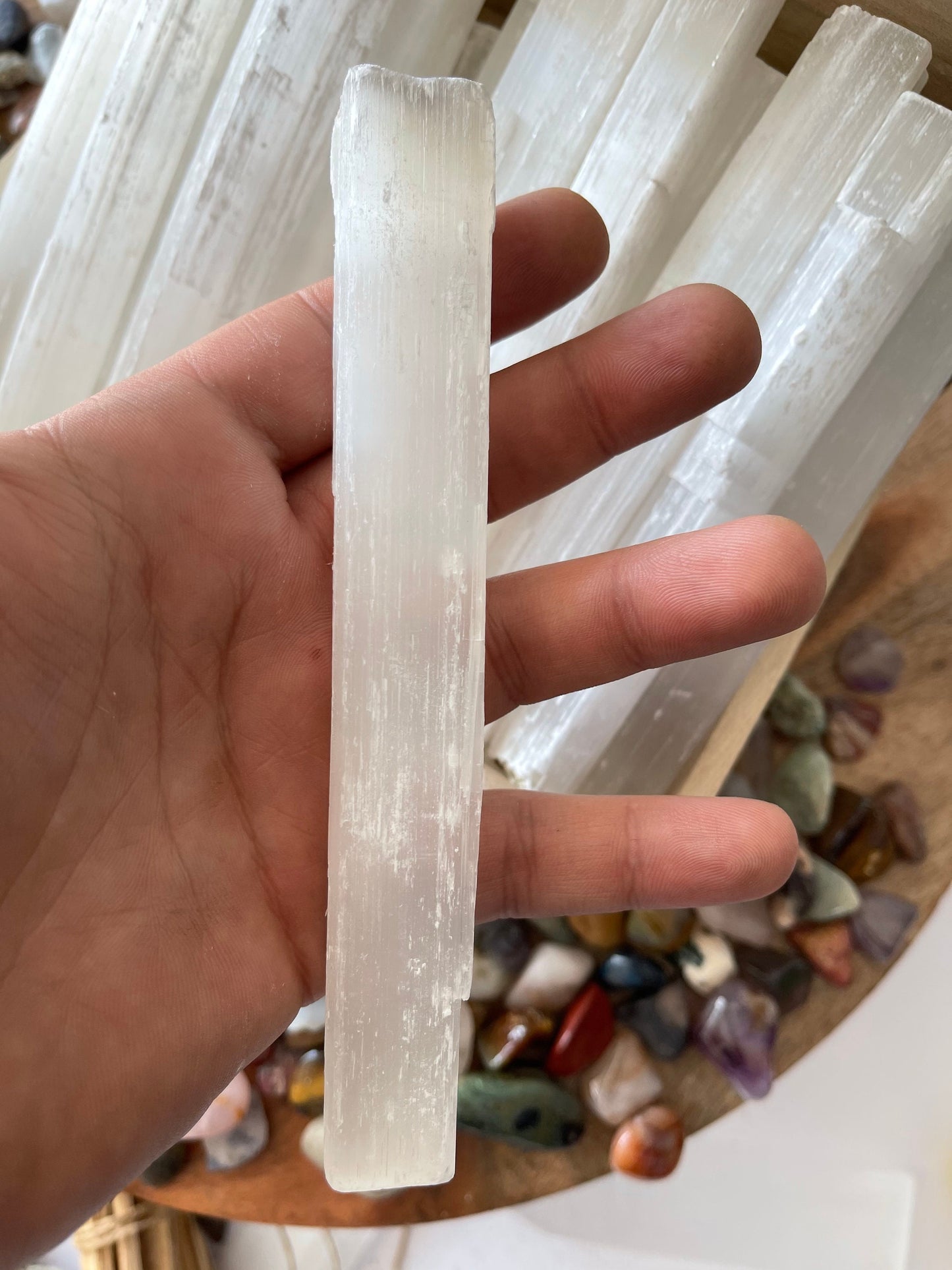 Selenite Wands 4 inch , 6inch -  Raw Selenite - Selenite Crystal Wands - Selenite Stick For Reiki Healing, FREE SHIPPING - DukeCityHerbs