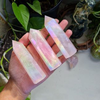 Natural Angel Aura Rose Quartz Healing Crystal Point Wand-Spiritual Meditation Energy Protection Obelisk Inner Peace Anxiety Relief Gift 1PC - DukeCityHerbs