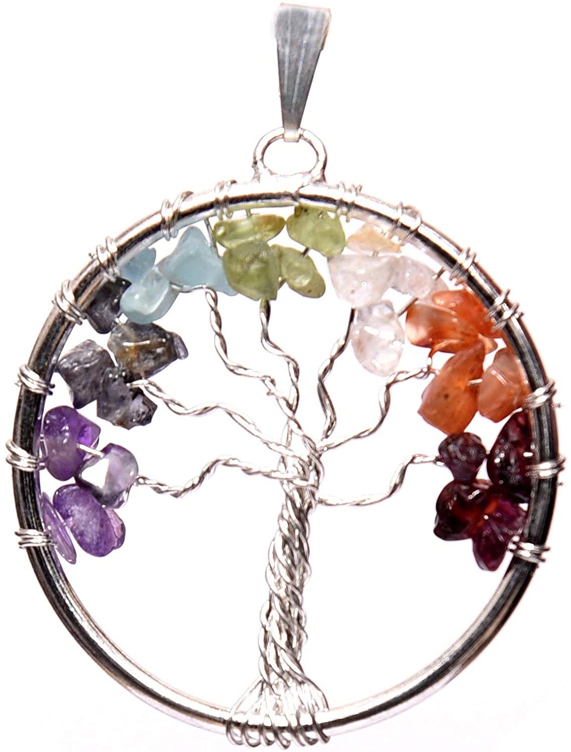 Kuhvai Natural Crystals and Healing Stones for Prosperity, Health & Luck, High Pranic Energy Seven Chakra Crystal Tree of Life, with Pendant - DukeCityHerbs