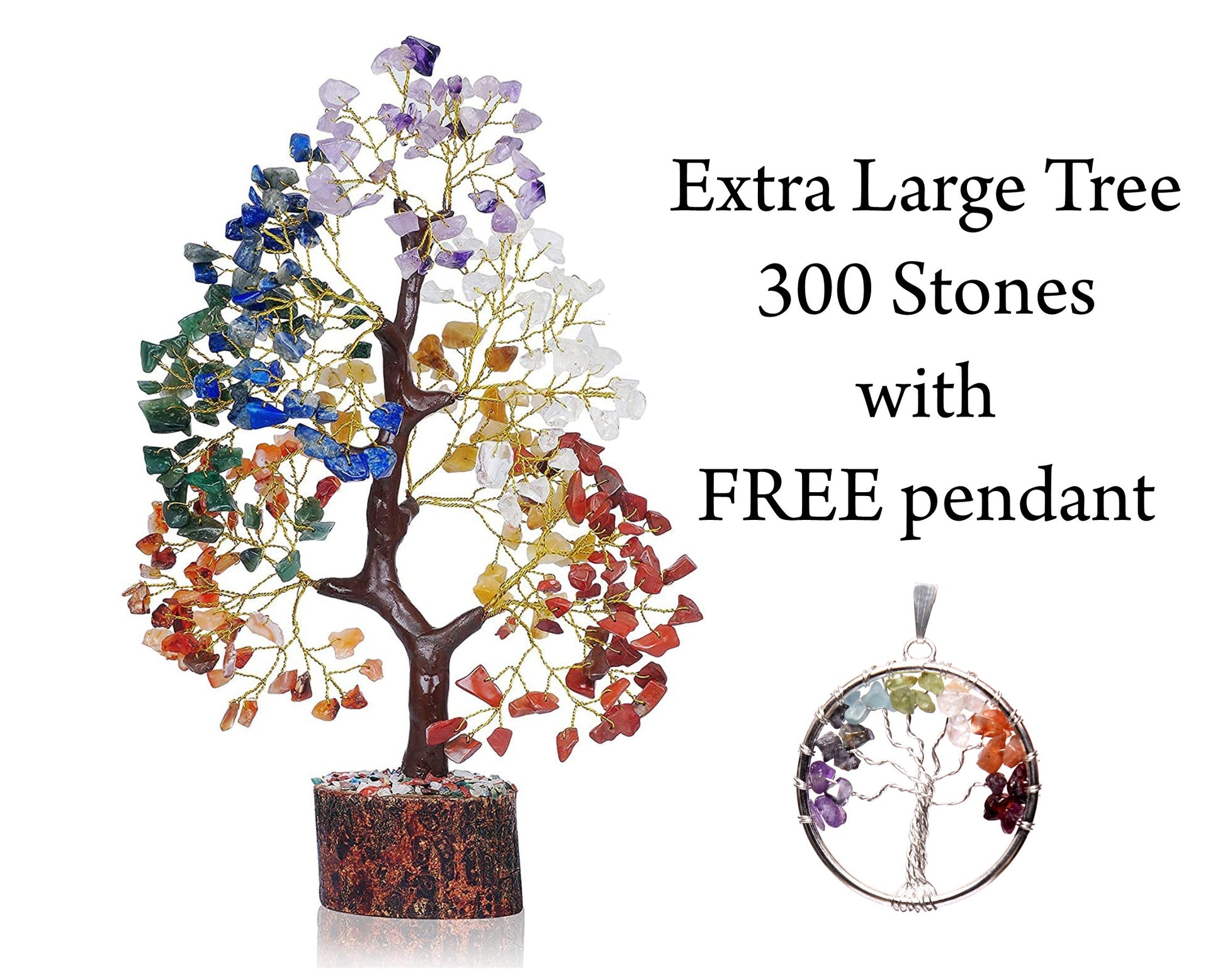 Kuhvai Natural Crystals and Healing Stones for Prosperity, Health & Luck, High Pranic Energy Seven Chakra Crystal Tree of Life, with Pendant - DukeCityHerbs