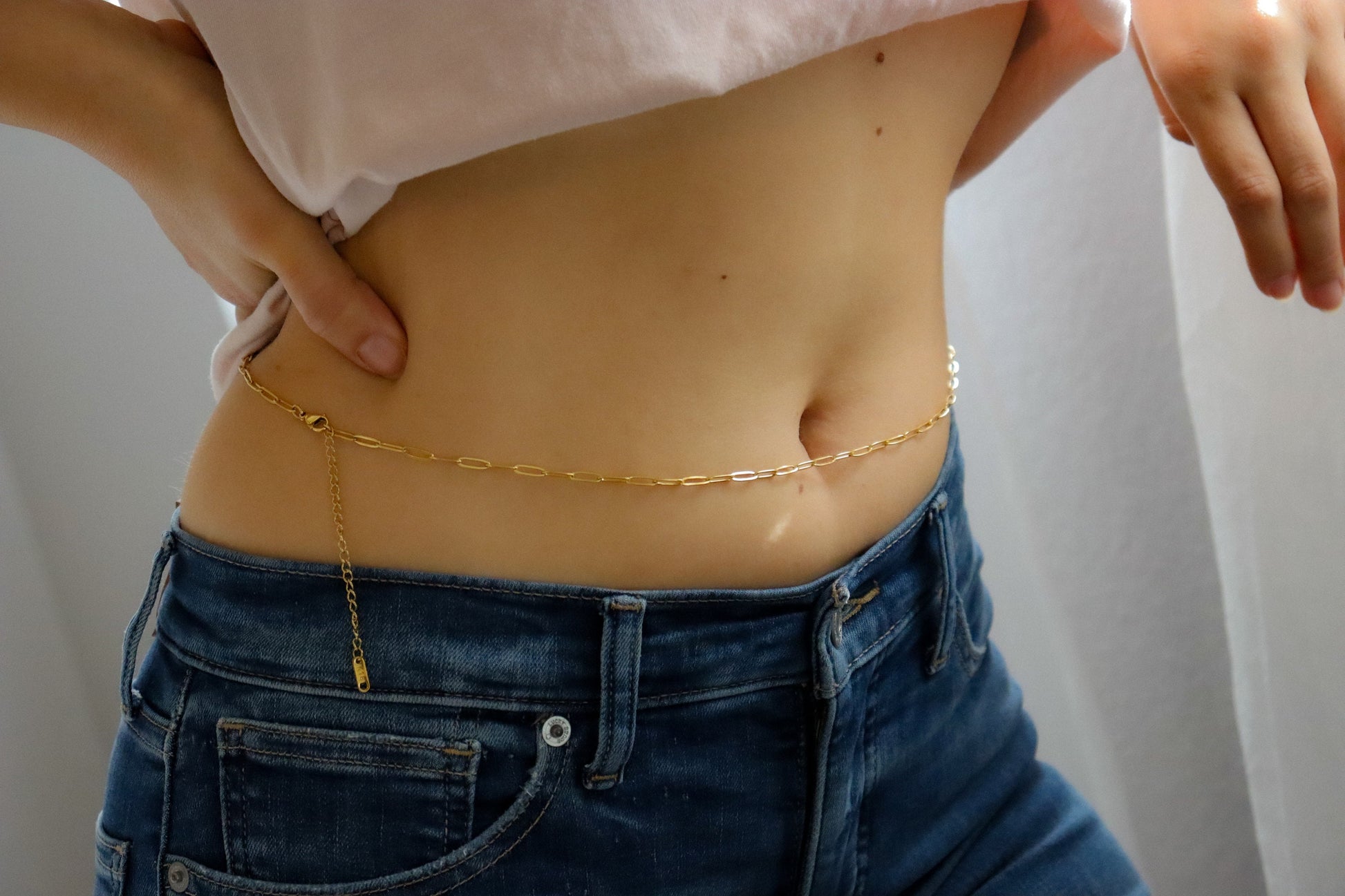 18K Gold Waist Chain, Belly Chain Bikini Body Jewelry Freshwater