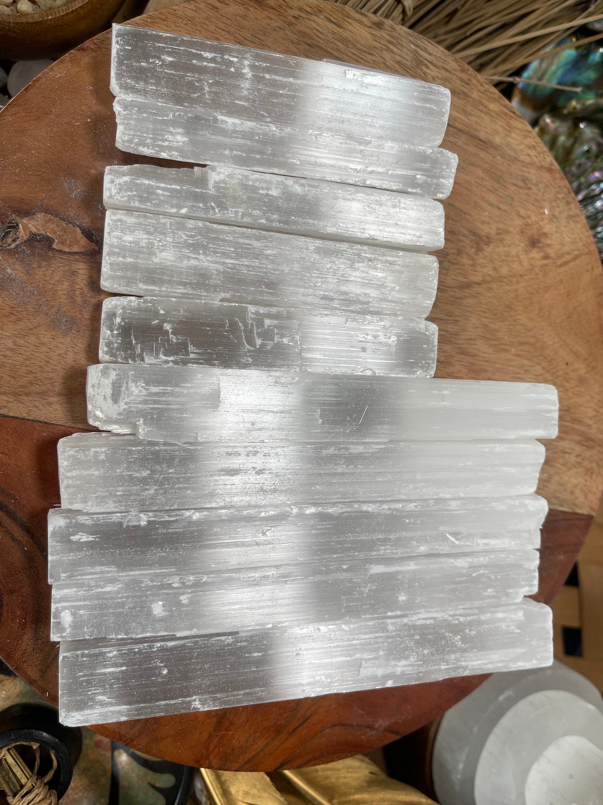 Selenite Wands 4 inch , 6inch -  Raw Selenite - Selenite Crystal Wands - Selenite Stick For Reiki Healing, FREE SHIPPING - DukeCityHerbs