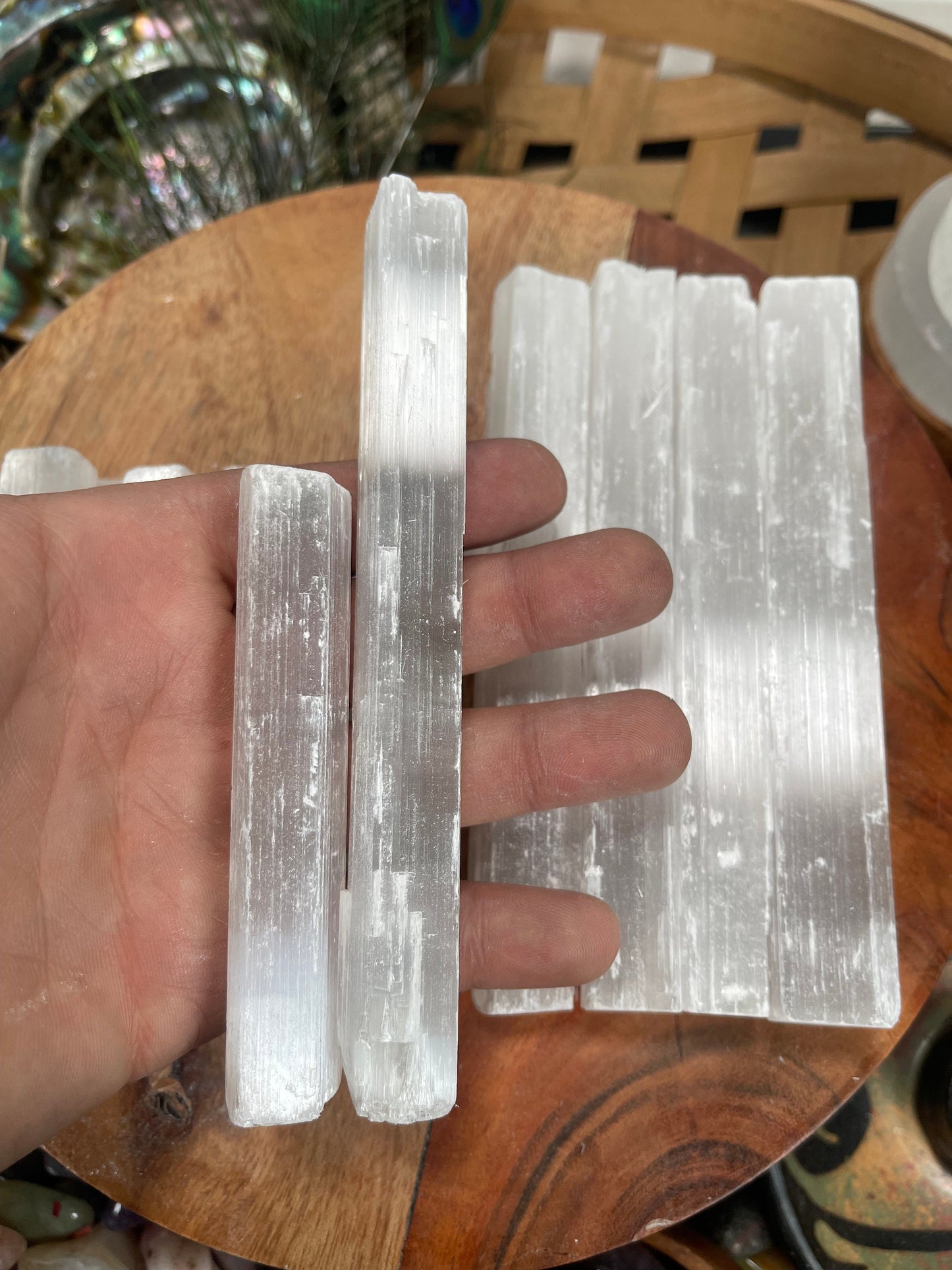 Selenite Wands 4 inch , 6inch -  Raw Selenite - Selenite Crystal Wands - Selenite Stick For Reiki Healing, FREE SHIPPING - DukeCityHerbs