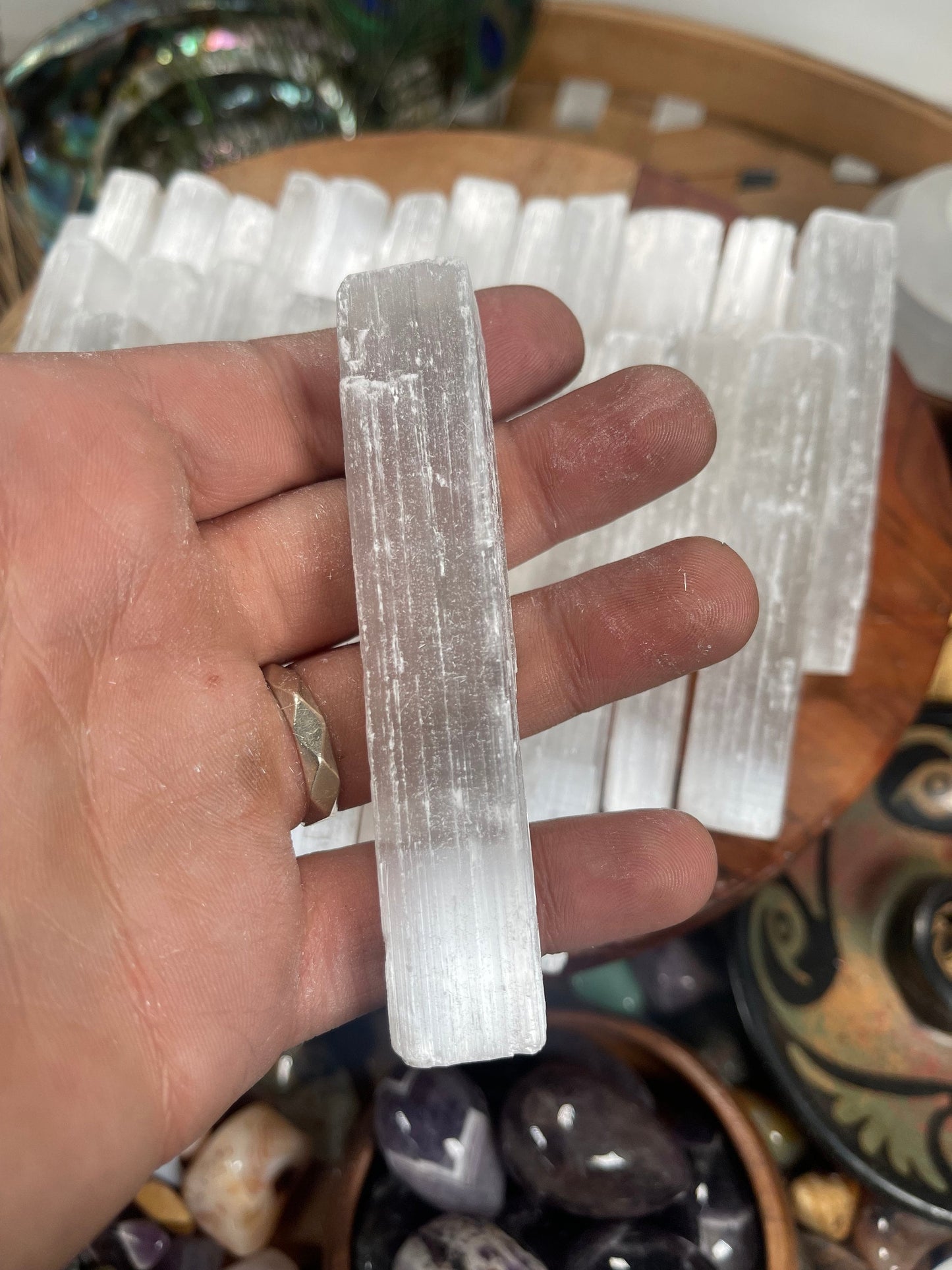 Selenite Wands 4 inch , 6inch -  Raw Selenite - Selenite Crystal Wands - Selenite Stick For Reiki Healing, FREE SHIPPING - DukeCityHerbs