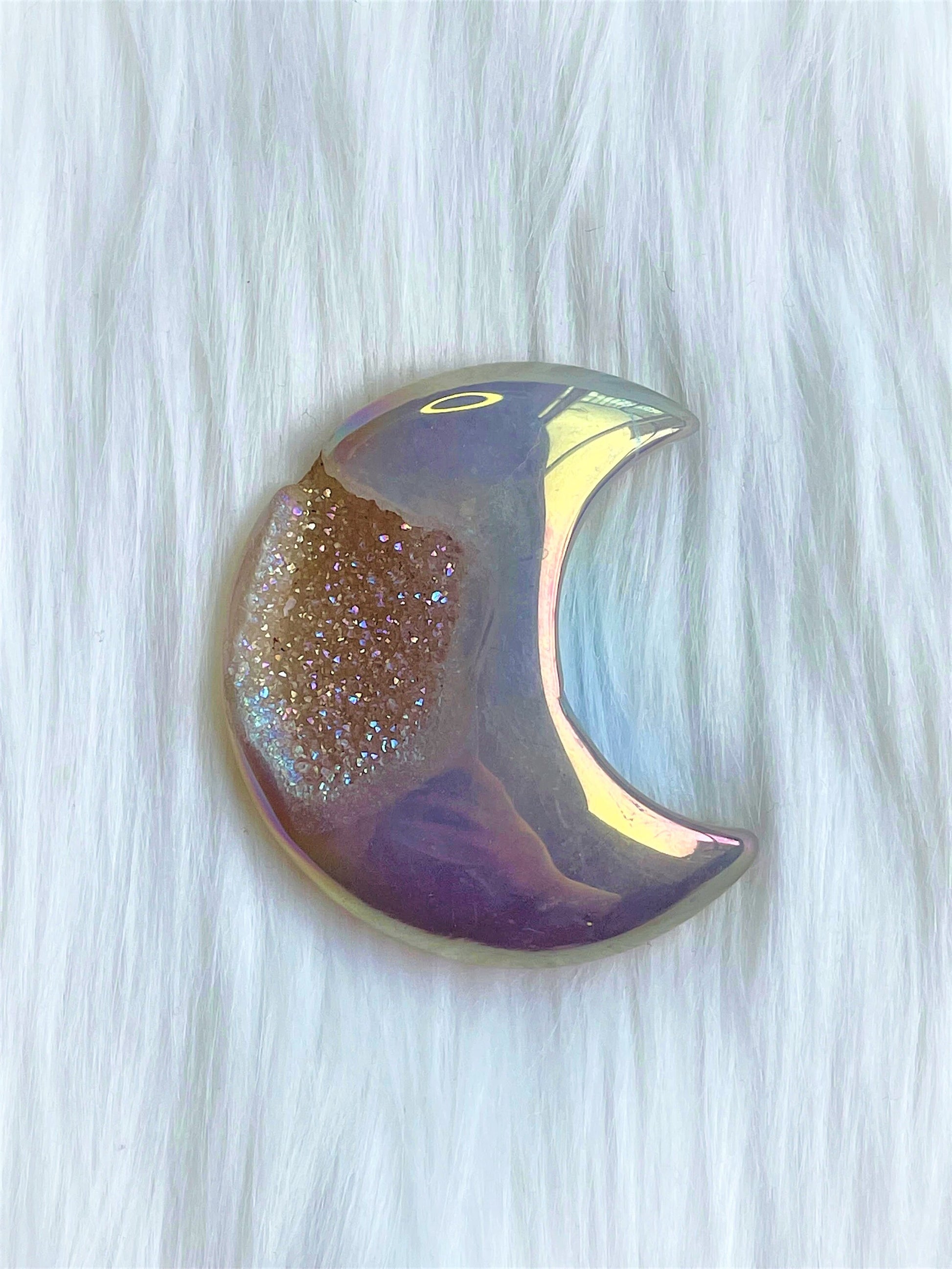 Moon Crystal - Angel Aura Quartz - Crystal Druzy Agate - DukeCityHerbs
