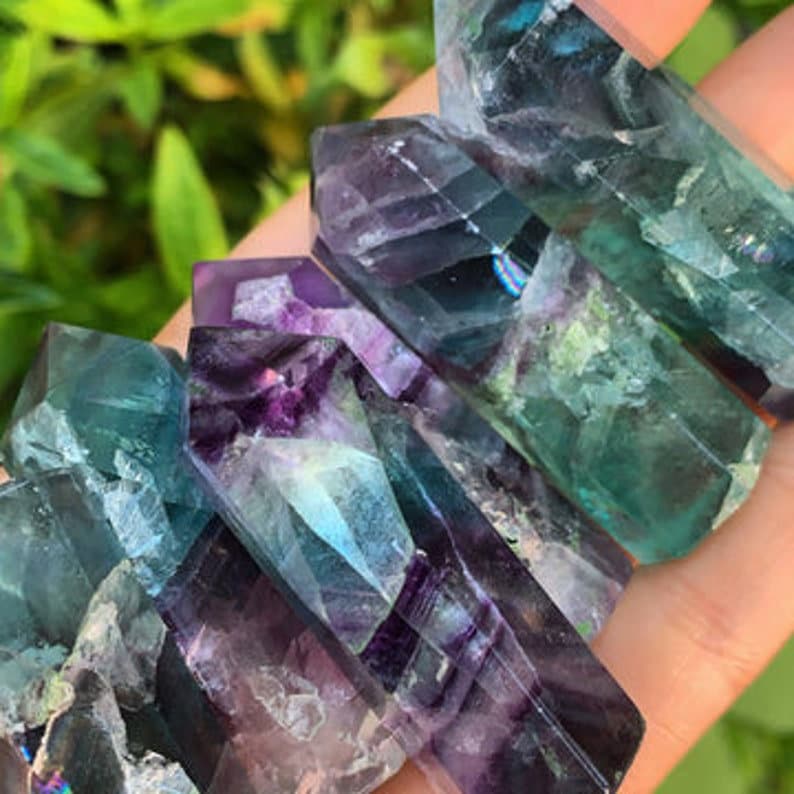 Natural Rainbow Fluorite Points Wand-Spiritual Meditation Energy Reiki Healing Crystal Quartz Obelisk Points Tower for Home Decoration - DukeCityHerbs