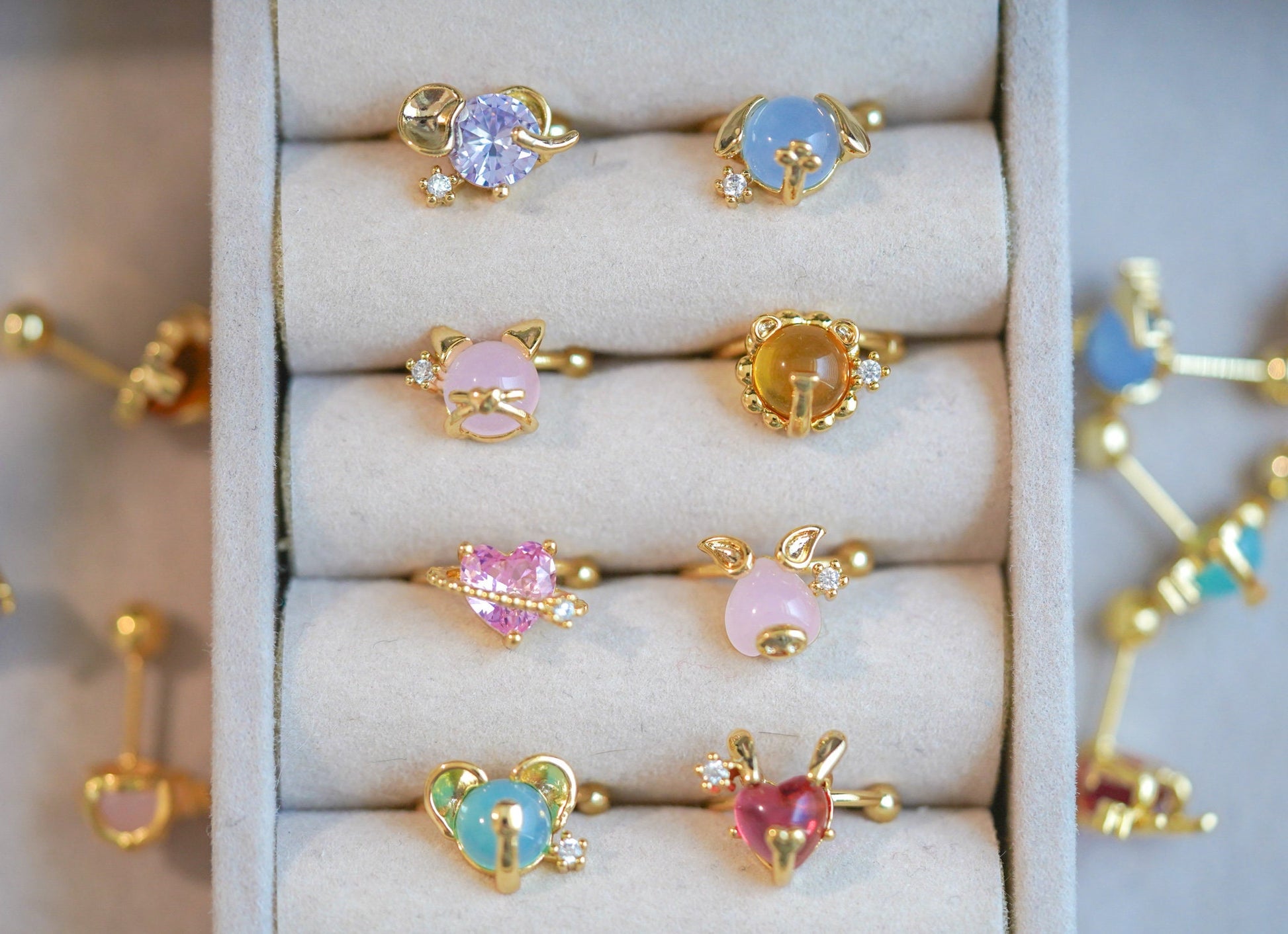 Stud Earrings, Ear Cuff No Piercing, Gold Ear Cuff, Cat Jewelry, Cartilage Earring, Crystal Earrings, Handmade Jewelry, Non Pierced Ear Cuff - DukeCityHerbs
