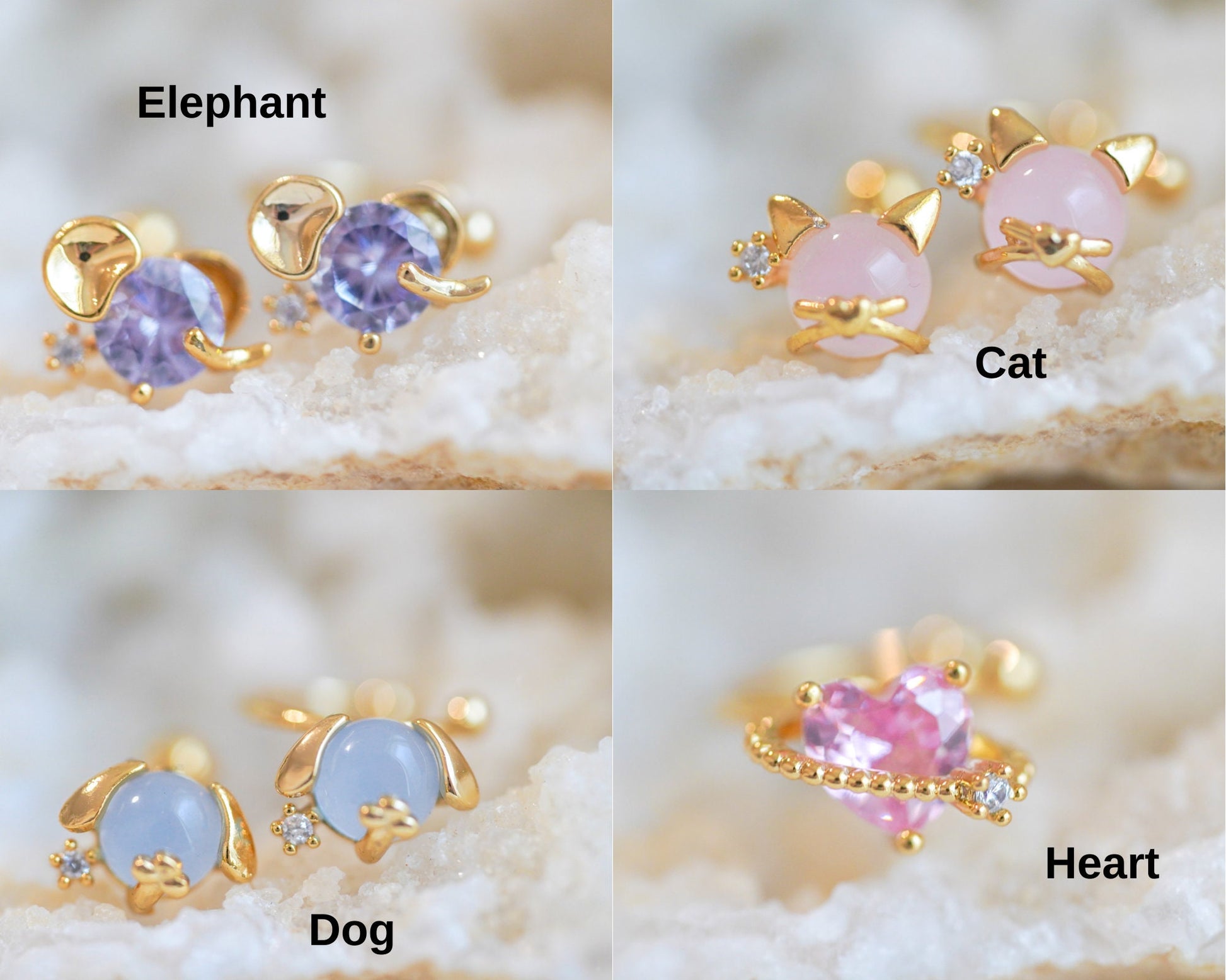 Stud Earrings, Ear Cuff No Piercing, Gold Ear Cuff, Cat Jewelry, Cartilage Earring, Crystal Earrings, Handmade Jewelry, Non Pierced Ear Cuff - DukeCityHerbs