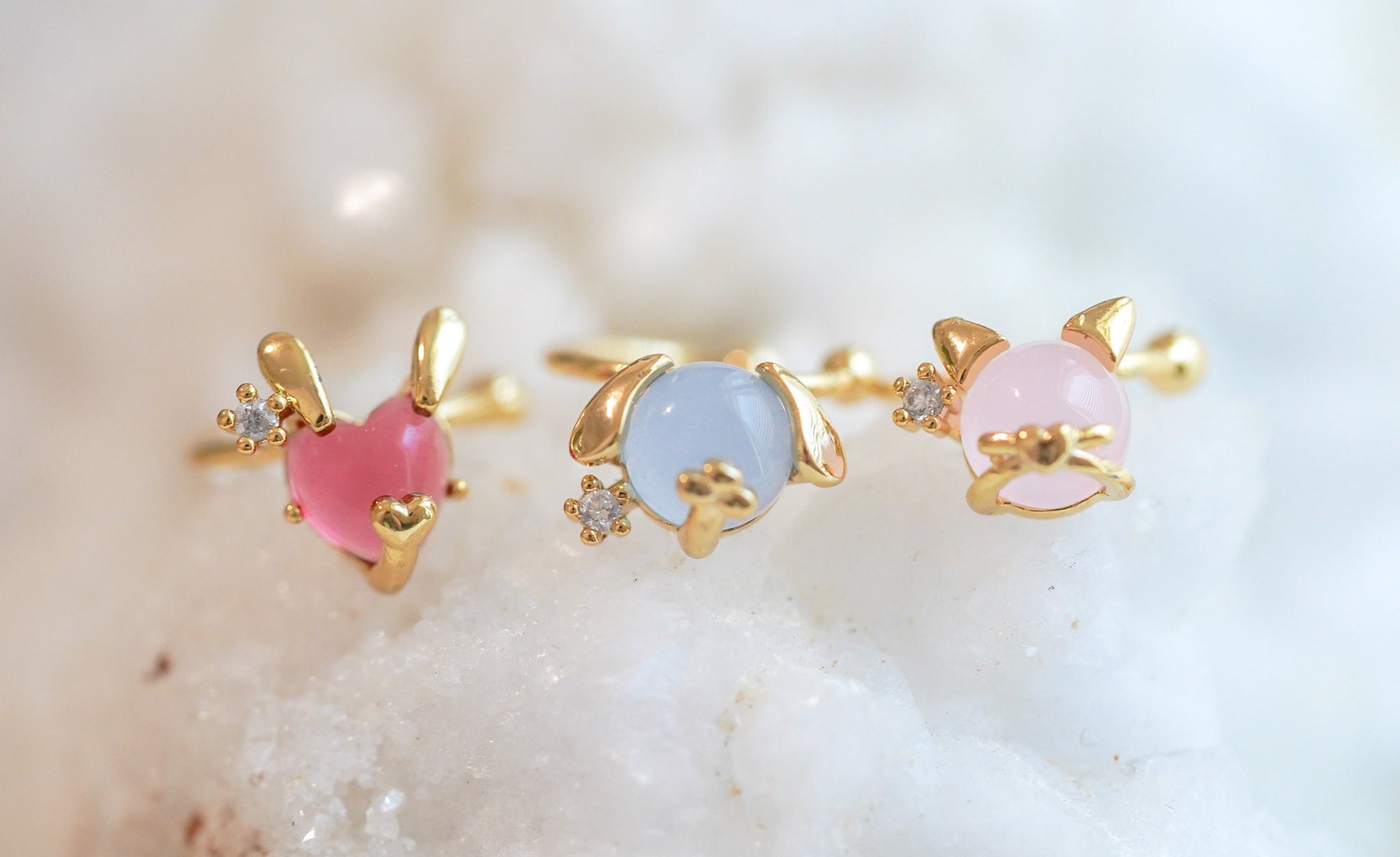 Stud Earrings, Ear Cuff No Piercing, Gold Ear Cuff, Cat Jewelry, Cartilage Earring, Crystal Earrings, Handmade Jewelry, Non Pierced Ear Cuff - DukeCityHerbs