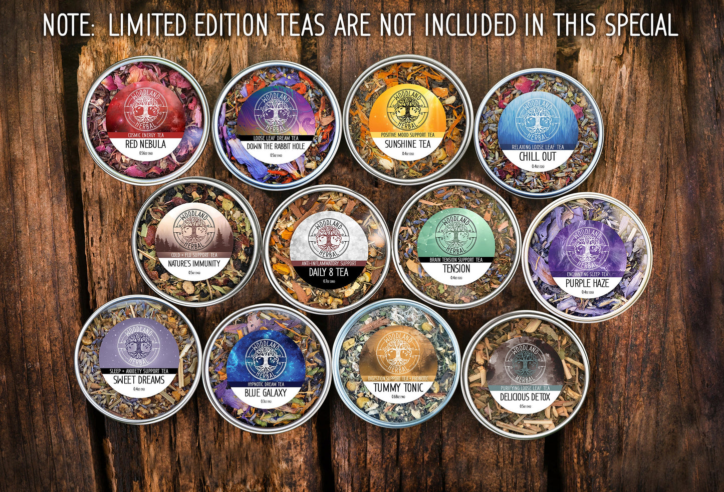 5 Tea Special - Buy 4 Get 1 FREE! Natural Loose Leaf Teas 2.5oz - Organic Tea for Sleep, Immunity, Focus, Anxiety, Energy, Dreaming, etc - DukeCityHerbs