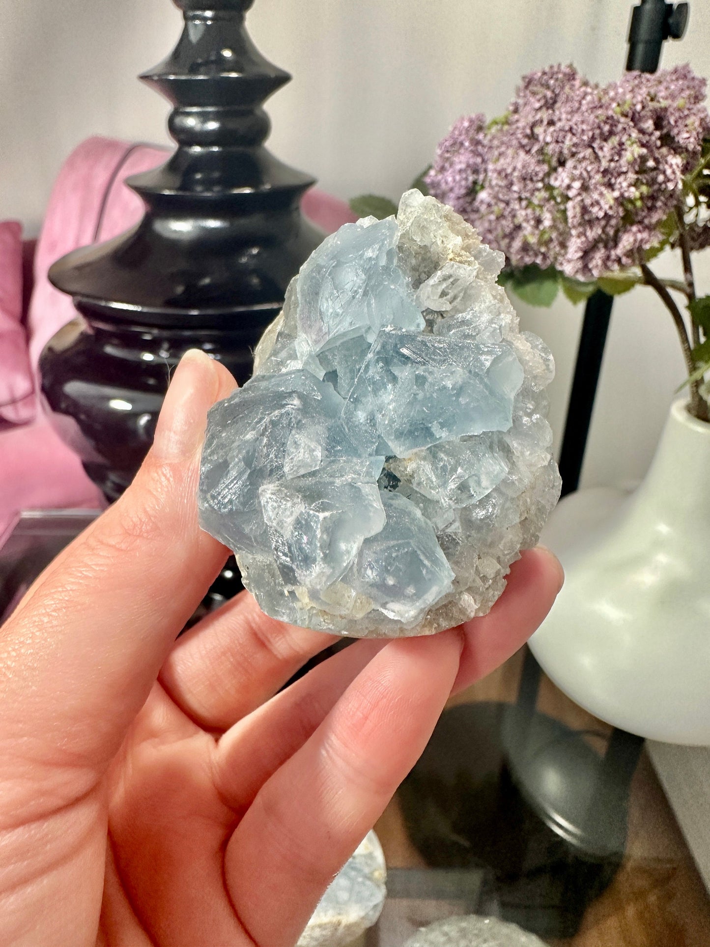 Celestite Cluster - Crystal Clusters - Celestite Raw Crystals - Celestite Egg - DukeCityHerbs