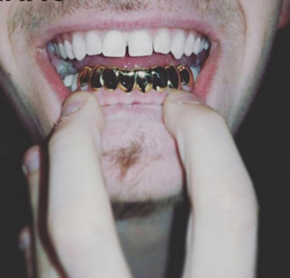 18k Gold Teeth Braces Punk Hip Hop Multicolor Diamond Custom Bottom Teeth Grillz Dental Mouth Fang Grills Tooth Cap Vampire - DukeCityHerbs